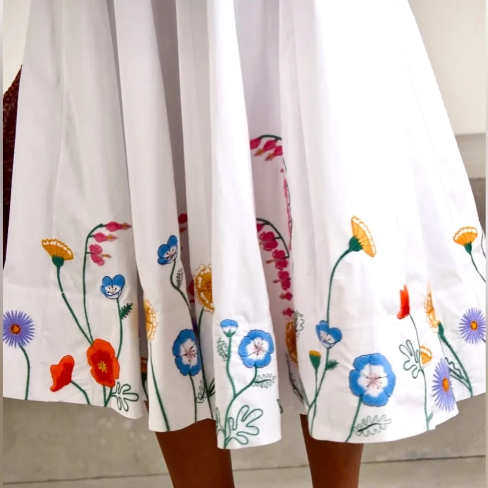 NWT Staud Wells Embroidered Midi Dress White Seed Shop - Picture 5 of 16
